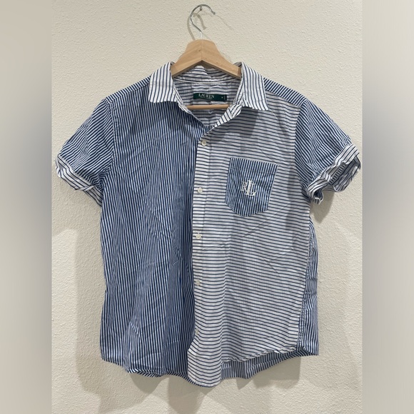 Ralph Lauren Blue and White Pinstriped Pajama Short Set 100% Organic Cotton - Picture 2 of 14